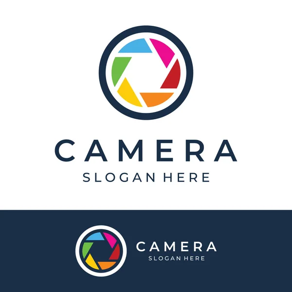 Photography Camera Logo Lens Camera Shutter Digital Line Professional Elegant — Vettoriale Stock