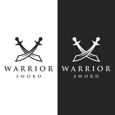 Kılıç, kalkan, excalibur vintage siluet logo tasarımı.