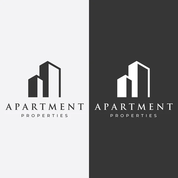 Logos Nowoczesnych Eleganckich Luksusowych Apartamentowców Domów Hoteli Budynków Odizolowanych Tła — Wektor stockowy