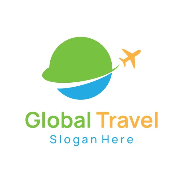 Modèle Logo Agence Billets Avion Vacances Voyage Été Isolé Sur — Image vectorielle