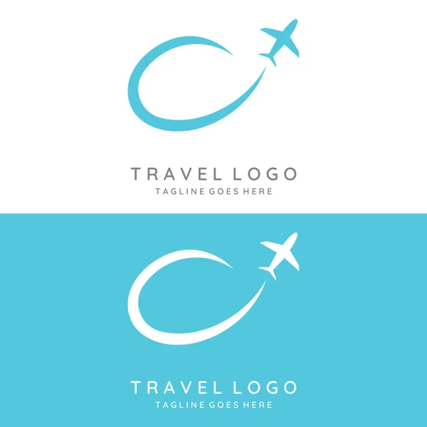 Airline Ticket Agency Logo Template Vacation Travel Summer Isolated Background — Stock Vector