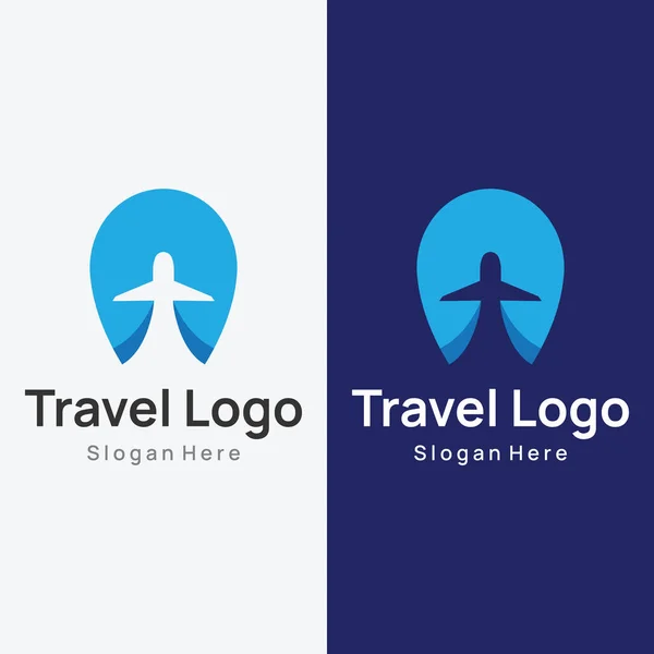 Plantilla Logotipo Agencia Billetes Avión Vacaciones Viajes Verano Aislados Background — Vector de stock