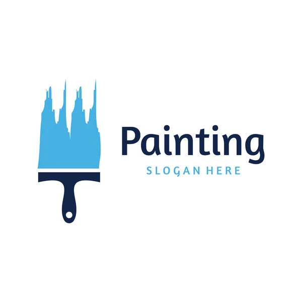Abstract Logo Creatief Ontwerp Van Penseel Huisschilder Met Penseel Teken — Stockvector
