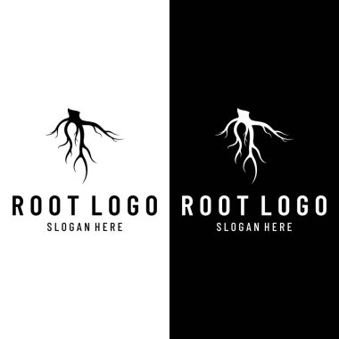 Doğal soyut logo. Tek ve lifli ağaç köklerinin yaratıcı tasarımı..