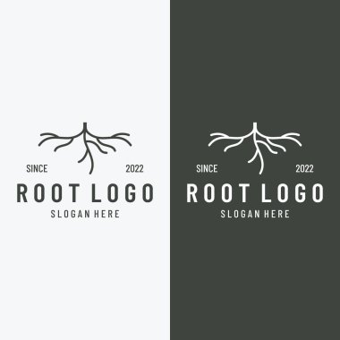 Doğal soyut logo. Tek ve lifli ağaç köklerinin yaratıcı tasarımı..