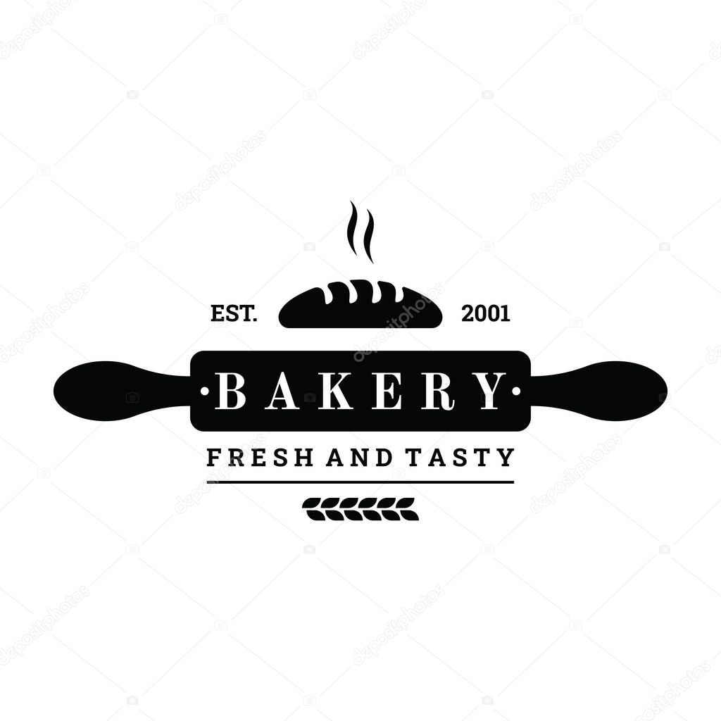 Retro wheat bread logo template. Badge for bakery, home made bakery, restaurant or cafe, patisserie, business.