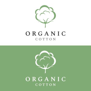 Yumuşak pamuk çiçeği iş, tekstil, giysi ve güzellik için doğal organik logo eker..