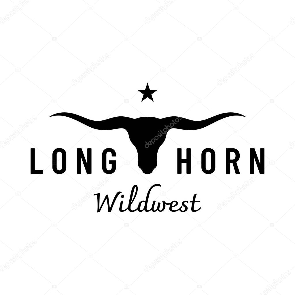 Vintage bull, cow and buffalo long horn logo. for badges, restaurant, business.