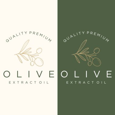 Hand drawn Botanical logo,leaf and natural olive fruit .Herbal, olive oil,cosmetic or beauty.
