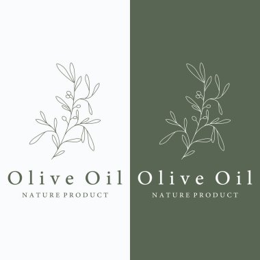 Hand drawn Botanical logo,leaf and natural olive fruit .Herbal, olive oil,cosmetic or beauty.