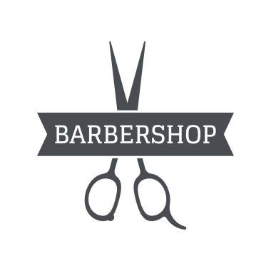 Barbershop logo in vintage style with the concept of scissors, razor and other tools.Logo for business, salon, label and barbershop.