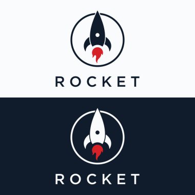 Yaratıcı ve modern roket logosu, yıldız gemisi fırlatma şablonu.