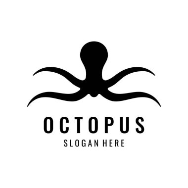 Arka planda izole edilmiş deniz ahtapotu ya da kraken hipster logo şablonu.