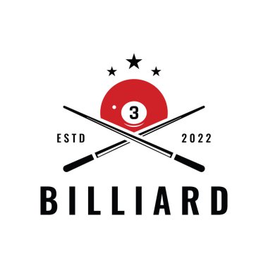 Bilardo ve ıstaka yaratıcı logo şablonu. Bilardo, spor, kulüp, turnuva ve şampiyonluk logosu.