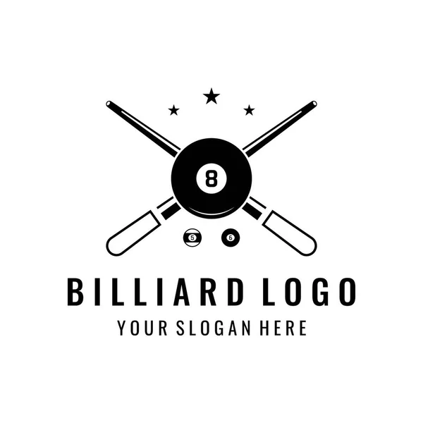 Bilhar Cue Stick Modelo Logotipo Criativo Logotipo Jogo Bilhar Esporte — Vetor de Stock