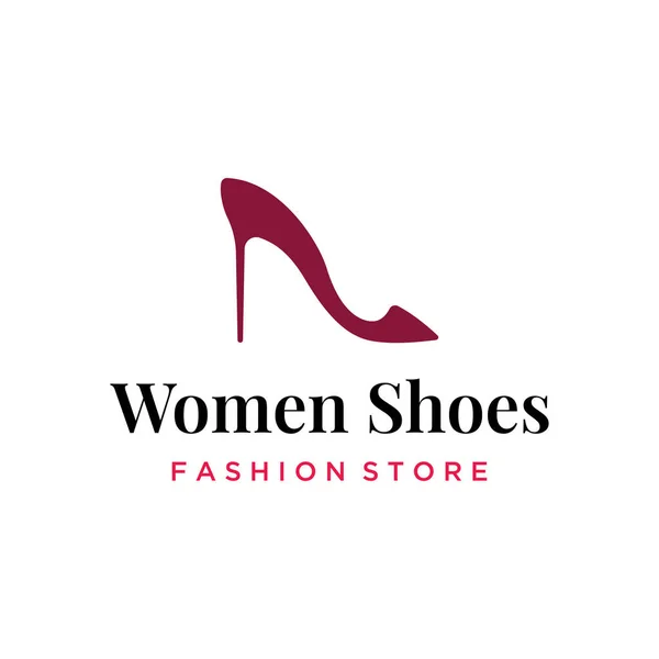 Elle Çizilmiş Zarif Lüks Topuklu Kadın Ayakkabıları Logosu Şablonu Kadın — Stok Vektör