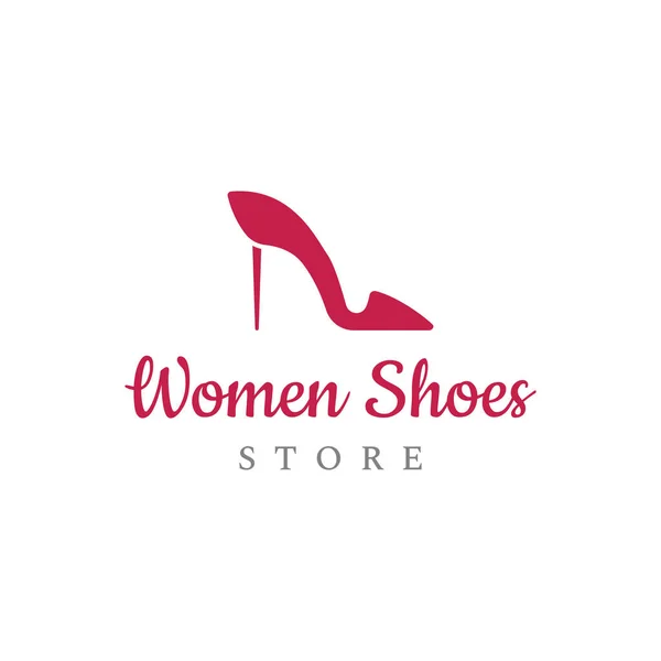 우아하고 스러운 발뒤꿈치 여성의 로고를 그렸다 사업을 여성용 신발가게 아름다움 — 스톡 벡터