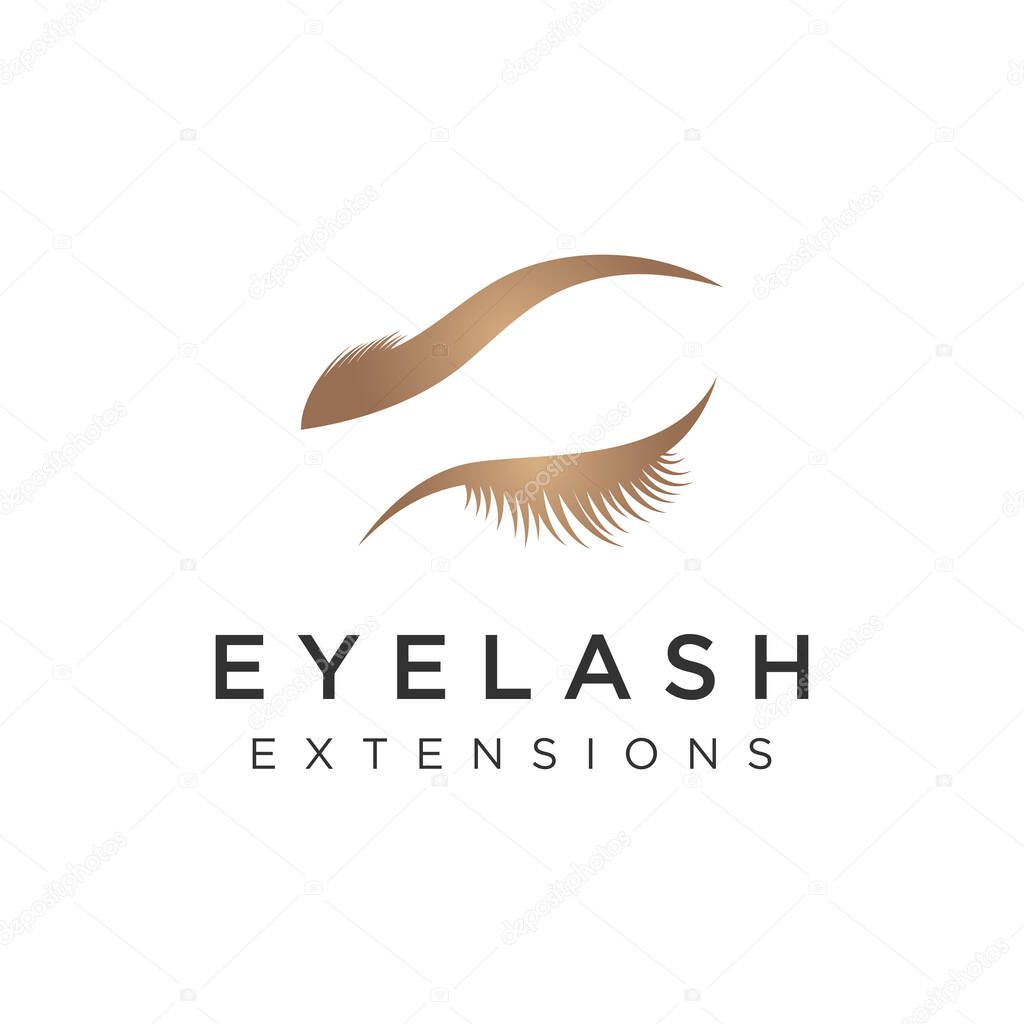 Beautiful and luxurious and modern women's eyelashes and eyebrows logo. Logo for business, beauty salon, makeup, eyelash shop.