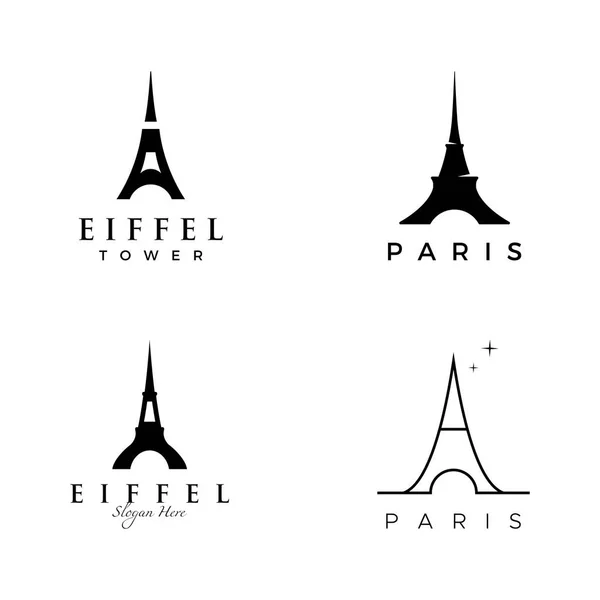 Edificio Torre Eiffel Francesa Logotipo Diseño Alta Torre Con Ilustración — Vector de stock