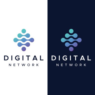 Fütürist küresel veri logosu veya modern internet ağı. İş, web ve teknoloji için logotype.