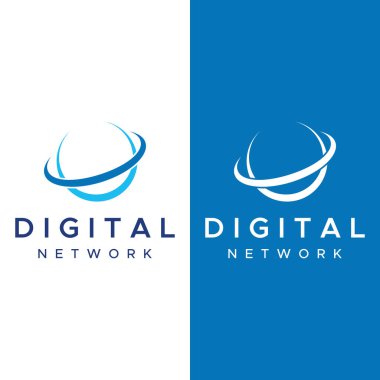 Fütürist küresel veri logosu veya modern internet ağı. İş, web ve teknoloji için logotype.