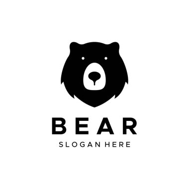 Kutup ayısı hayvan logosu dizaynı ve ayı yüzü arka planda izole.