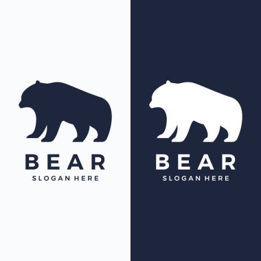 Kutup ayısı hayvan logosu dizaynı ve ayı yüzü arka planda izole.
