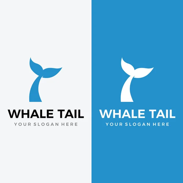 Conception Logo Animal Queue Mammifère Baleine Avec Vague Eau Concept — Image vectorielle