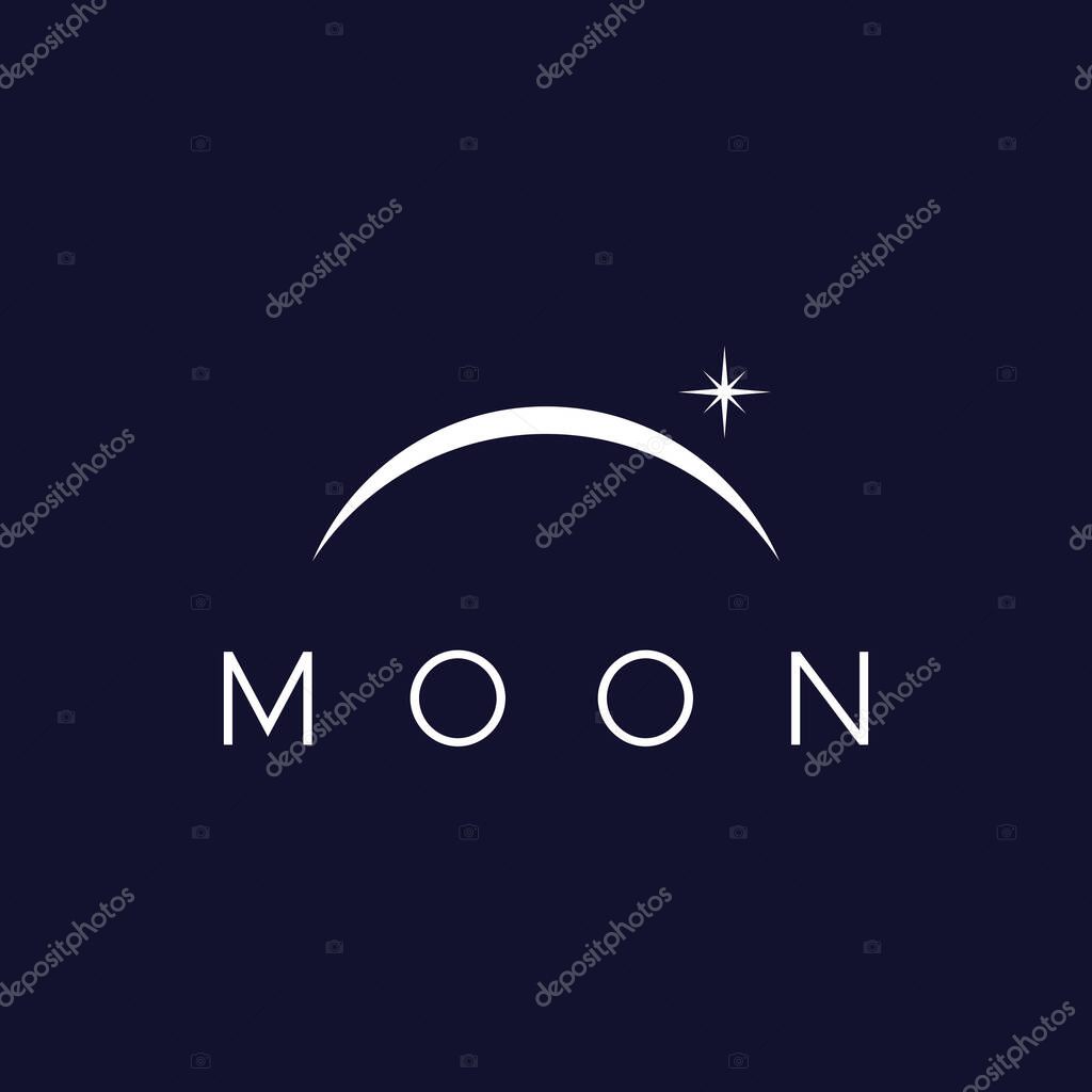 Crescent and star logo design with modern concept isolated on background.