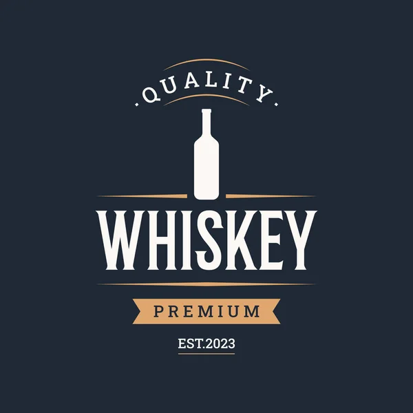 Vintage Premium Whiskey Logo Mit Handgeschriebenem Schriftzug Für Getränke Rum — Stockvektor