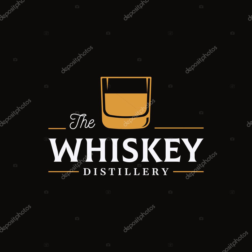 Vintage premium whiskey logo label with hand lettering. for drinks , rum, pub, company.