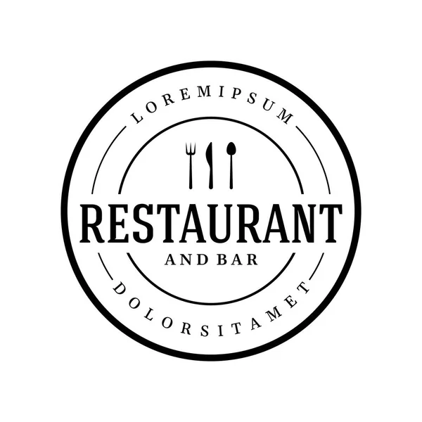 Diseño Del Logotipo Cubertería Tipografía Restaurante Estilo Vintage Dibujado Mano — Archivo Imágenes Vectoriales