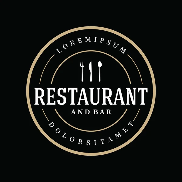 Retro Restaurant Emblem Besteck Logo Design Und Handgezeichnete Vintage Stil — Stockvektor