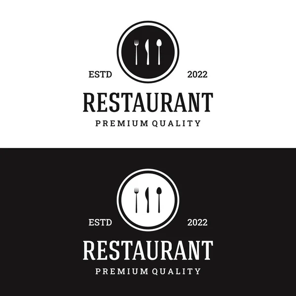 Diseño Del Logotipo Cubertería Tipografía Restaurante Estilo Vintage Dibujado Mano — Archivo Imágenes Vectoriales