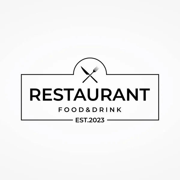 Retro Restaurant Emblem Besteck Logo Design Und Handgezeichnete Vintage Stil — Stockvektor