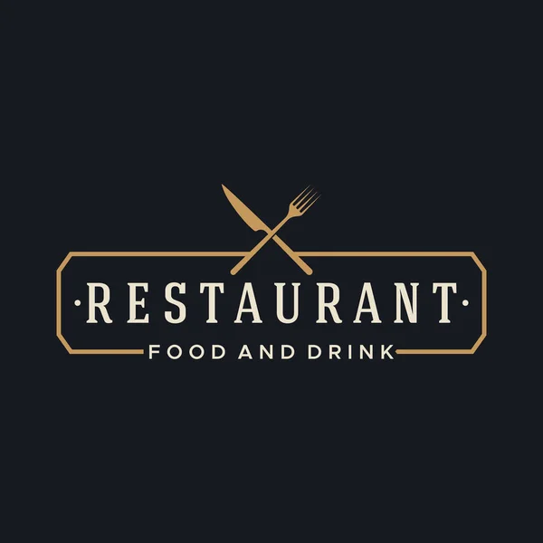 Retro Restaurace Emblem Cutlery Logo Design Ručně Kreslené Vintage Styl — Stockový vektor