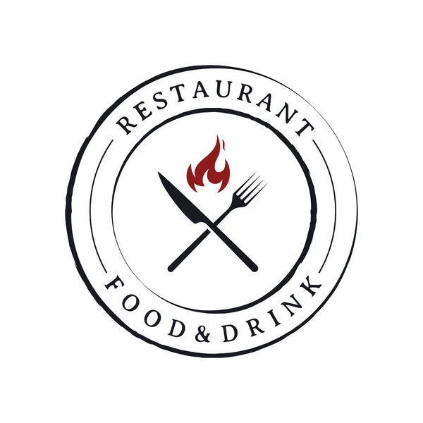 Retro Restaurant Emblem Cutlery Logo Design Dessin Main Style Vintage — Image vectorielle