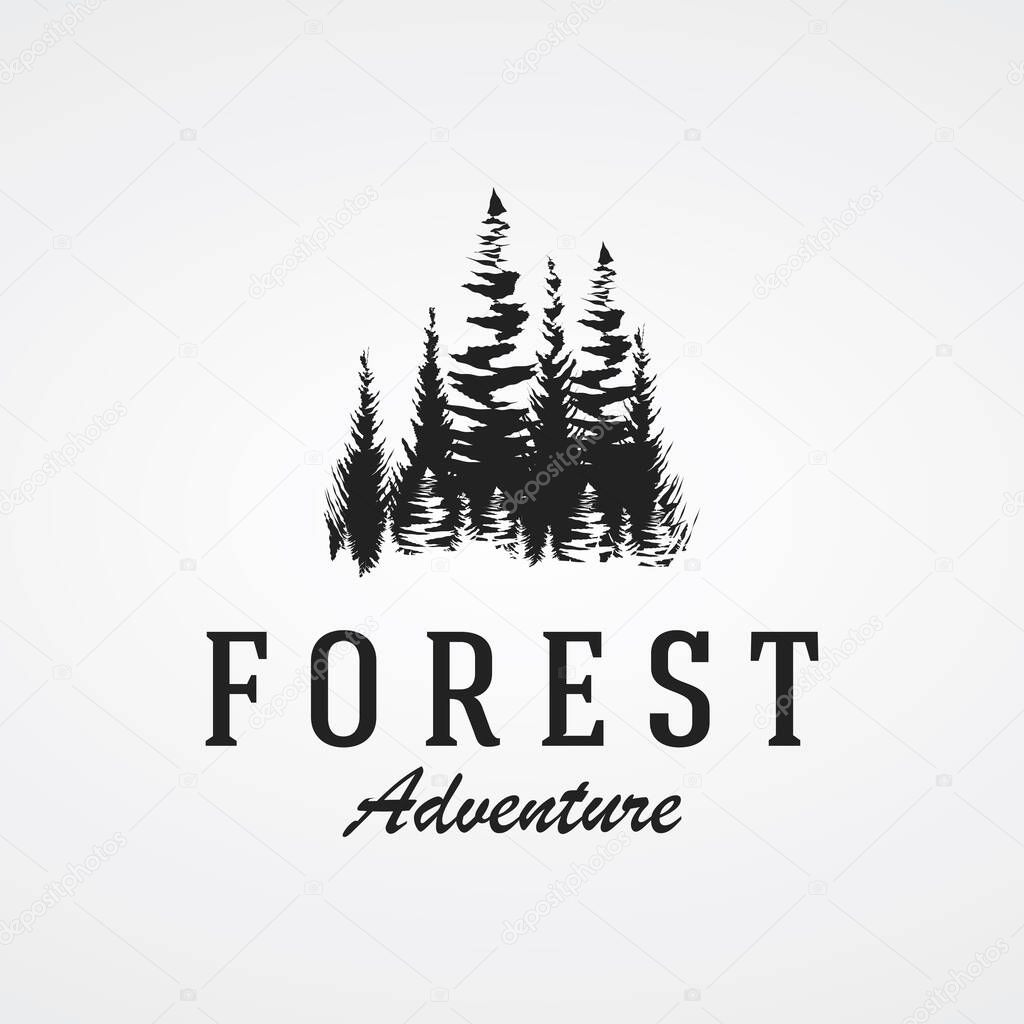 Pine tree,evergreen and mountain vintage logo.Logo for adventurer, camping, nature, badge and business.