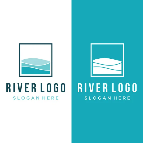 Nehirlerin Derelerin Nehirlerin Derelerin Logoları Nehir Logosu Dağların Kombinasyonu Vektör — Stok Vektör