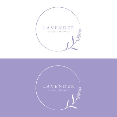 El çizimi organik lavanta çiçeği logosu. Kozmetik, güzellik, çay, yağ, bitkisel logo..