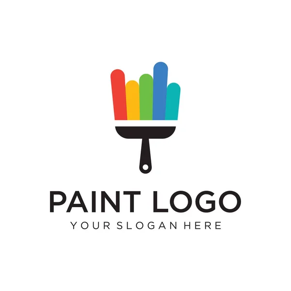 Pincel Rolo Pintura Design Criativo Logotipo Para Casa Serviço Cidade — Vetor de Stock