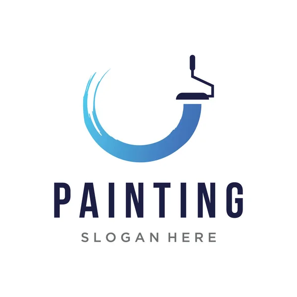 Paint Brush Roll Logo Creative Design Home City Service — Stock Vector