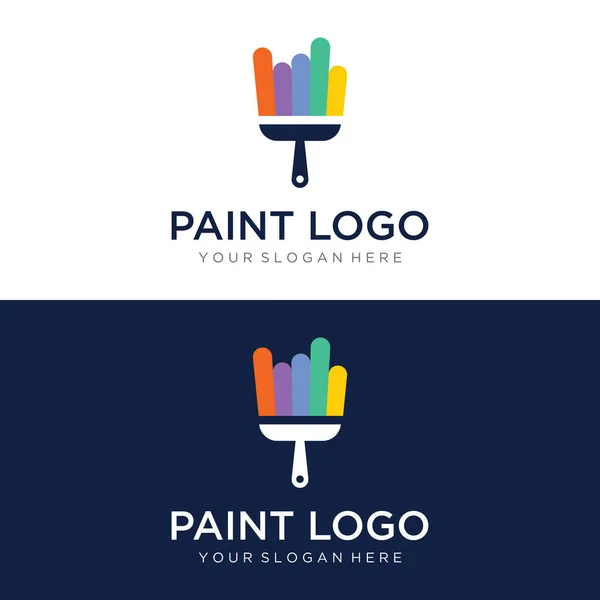 Pincel Rolo Pintura Design Criativo Logotipo Para Casa Serviço Cidade — Vetor de Stock
