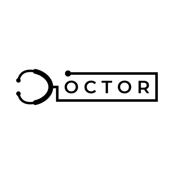 Diseño Del Logotipo Del Estetoscopio Médico Para Cuidado Salud Con — Vector de stock