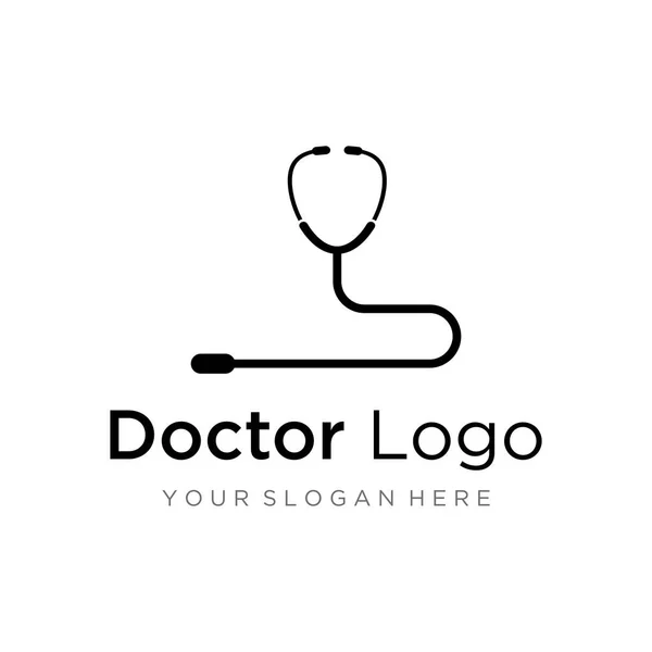 Logo Desain Dokter Stetoskop Untuk Perawatan Kesehatan Dengan Ide Kreatif - Stok Vektor