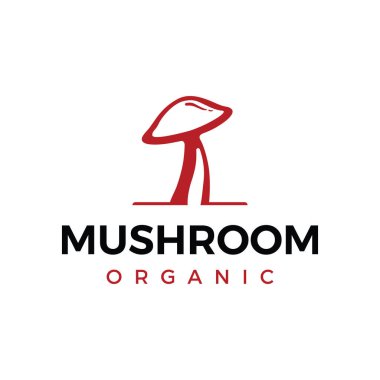 Modern kavramlı eşsiz organik mantar çiftliği yaratıcı logo tasarımı. Vektör illüstrasyonu.