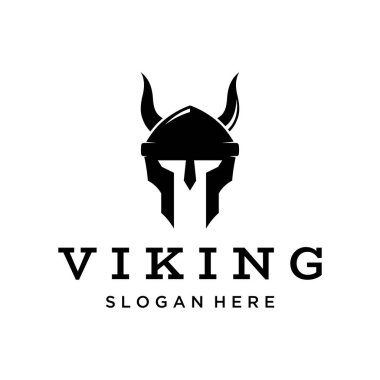 Basit boynuzlu miğferli Viking savaşçı miğferi logosu.