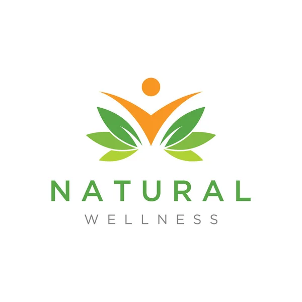 Wellness Natural Abstract Logo Design Unique Natural Person Leaf Concept — Stock Vector