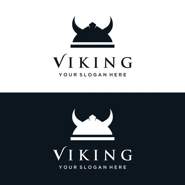 Логотип Шлема Викинга Простым Рогатым Шлемом — стоковый вектор