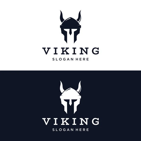 Basit boynuzlu miğferli Viking savaşçı miğferi logosu.